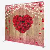 Aperturee - Aperturee Romantic Red Heart Rose Wooden Pillow Case Backdrop